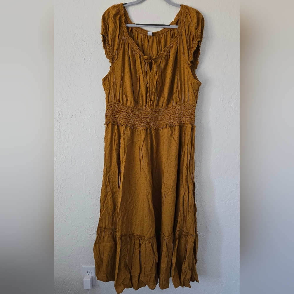 NWOT Vintage cottagecore Mustard old navy dress size 2X NEW washed